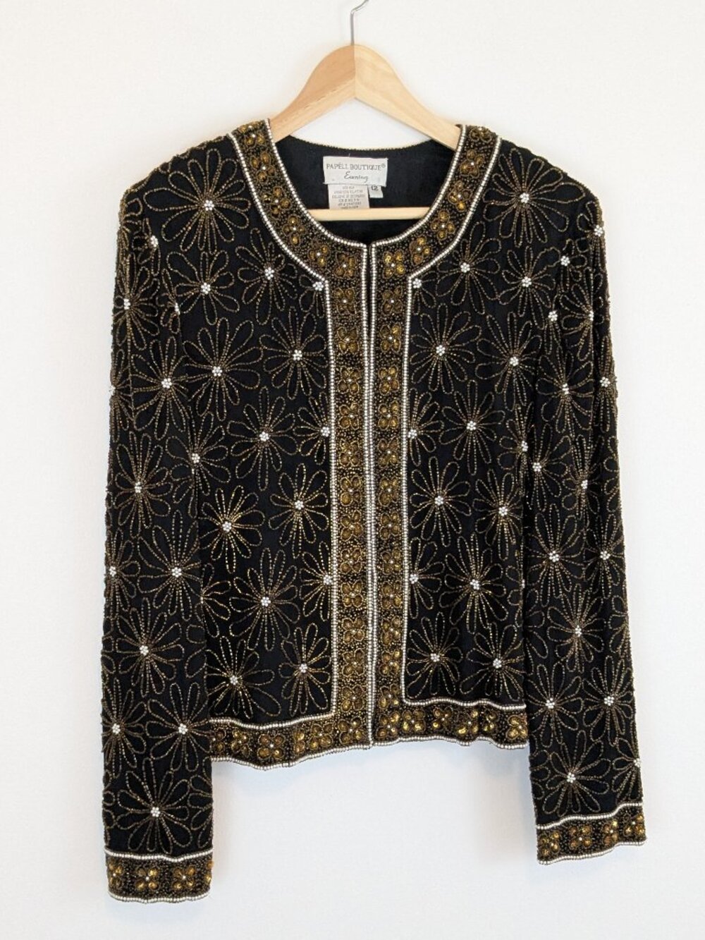 Vintage Retro Adrianna Papell Boutique silk beaded jacket